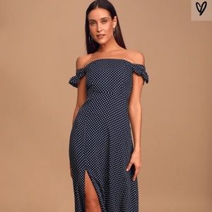 Lulus polka dot off the shoulder dress